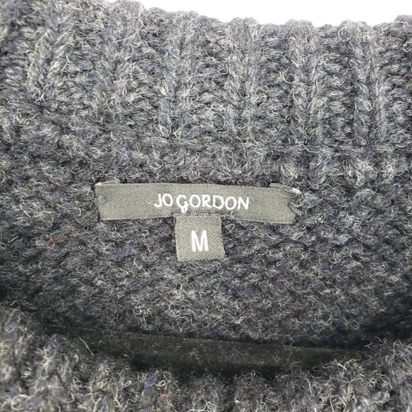 Jo Gordon Oversized Striped Chunky Knit Lambswool Jumper Sweater M  Green Gray - Picture 3 of 11